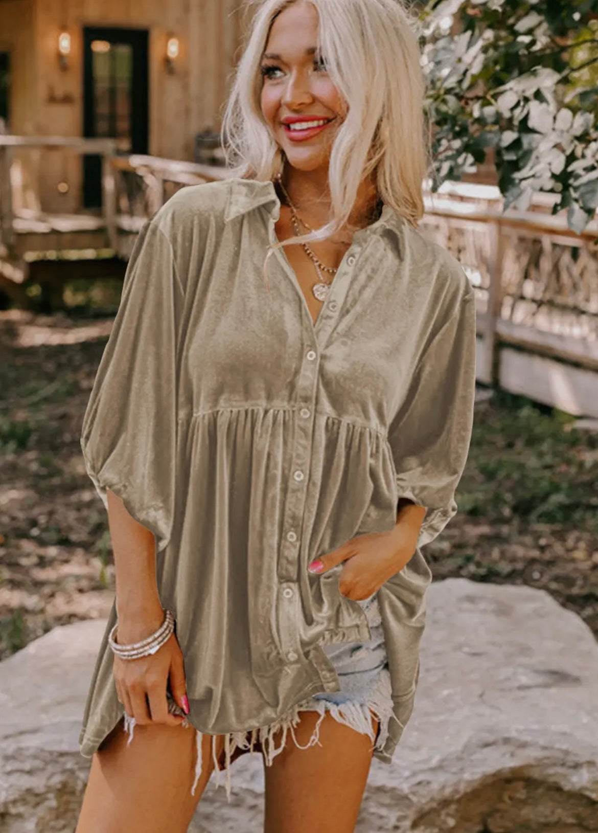 Babydoll velvet tunic