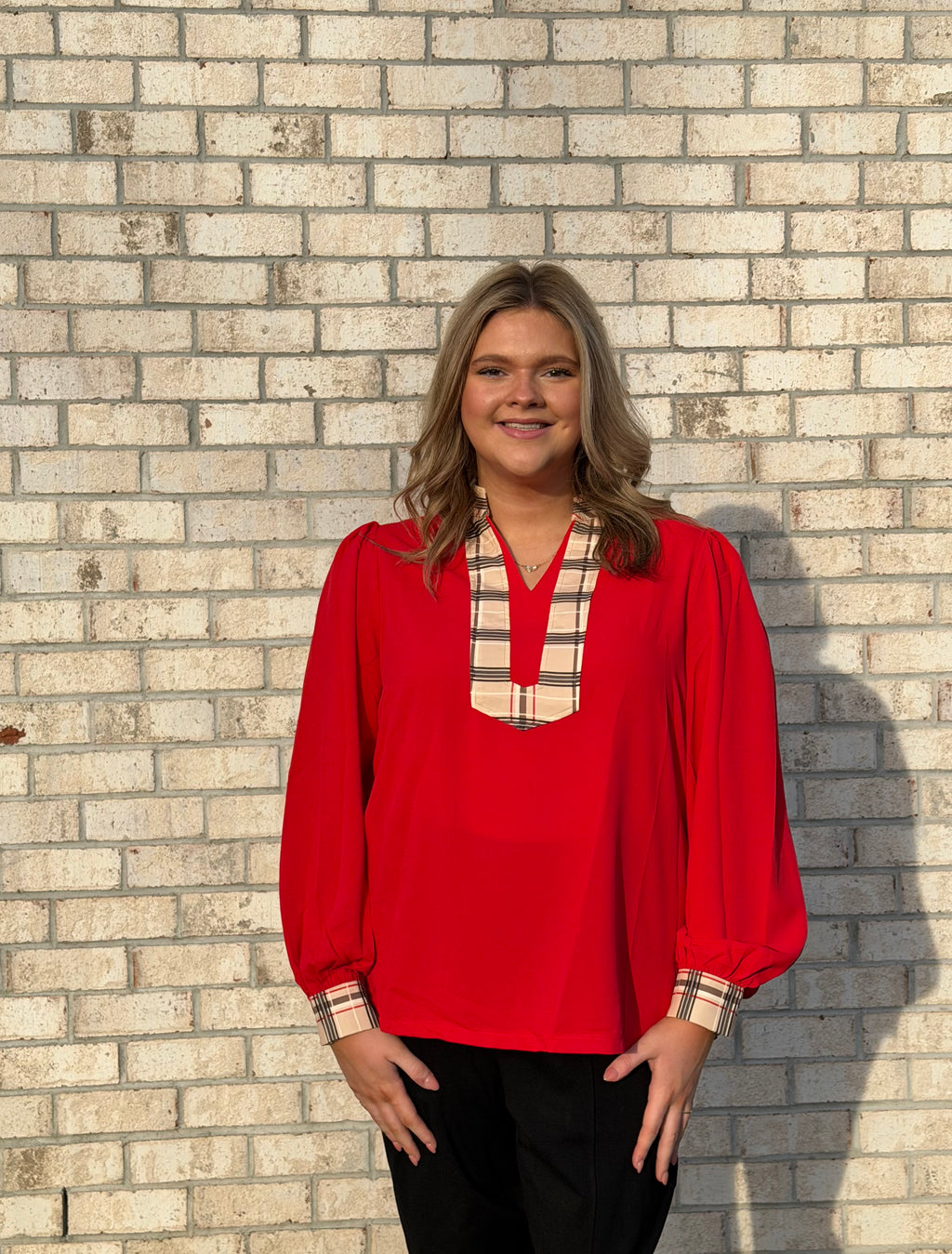 The Scarlet Plaid Top