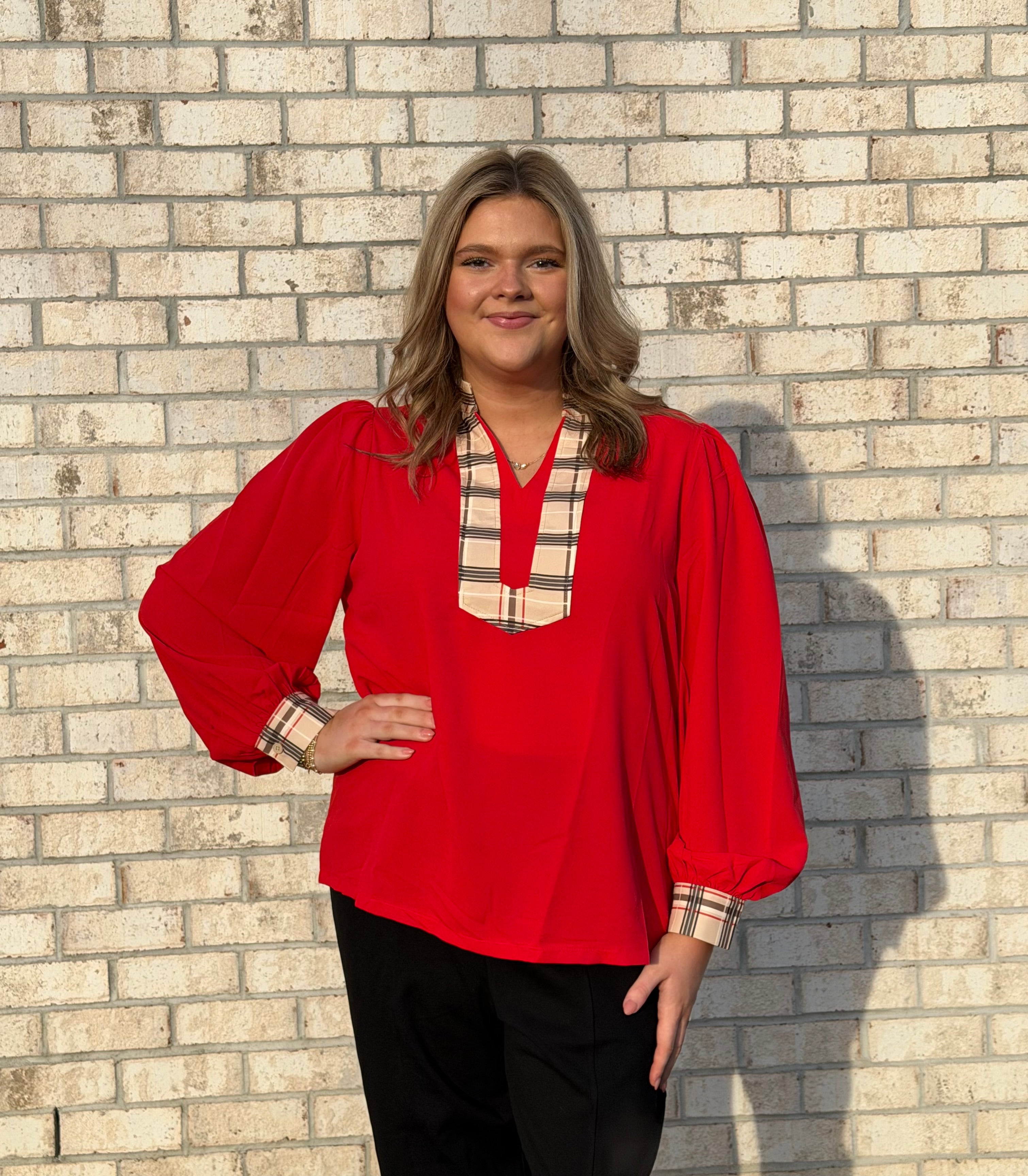 The Scarlet Plaid Top